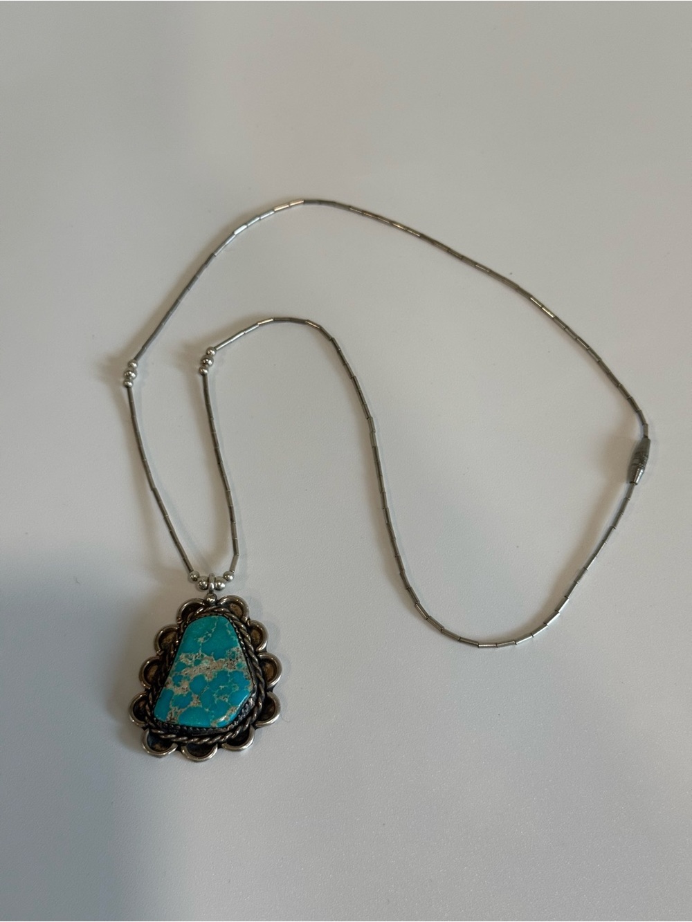 VTG Sterling Silver Native American Turquoise Necklace